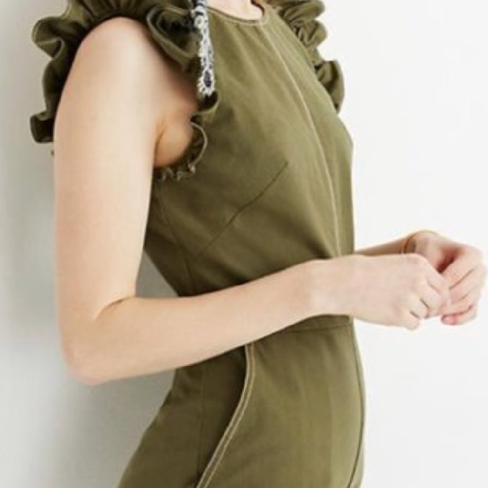 Madewell Green Romper with ruffles